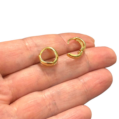 24Kt Gold Plated Dainty Hoop Earrings,Gold Leverback Earrings, Gold Huggie Earrings,Delicate Gold Earrings