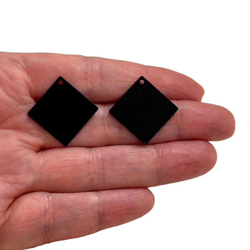 Black Plated 18mm Rhombus Tag Charms, Black Rhombus Tag Charms, 2 pcs in a pack