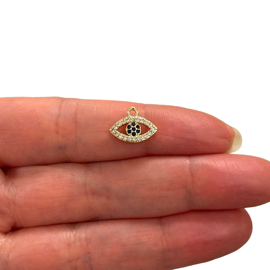 18K Gold Plated CZ Evil Eye Charm