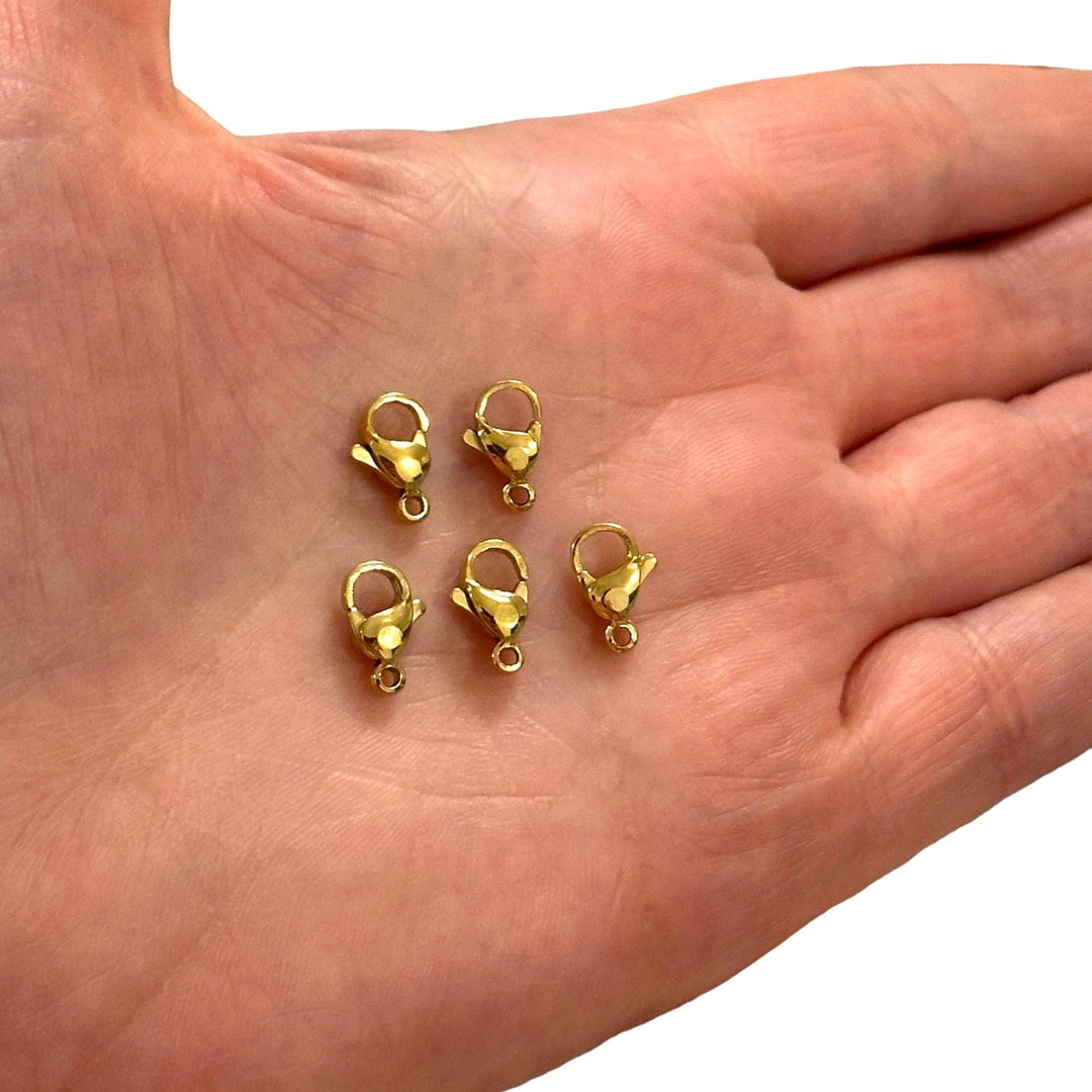 Stainless Steel 24Kt Gold Plated 11mm Lobster Clasps, 5 pcs in a pack