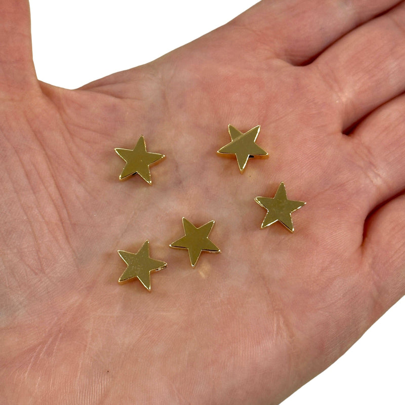 24Kt Gold Plated Star Spacer Charms, 12mm  Gold Star Charms, 5 pcs in a pack