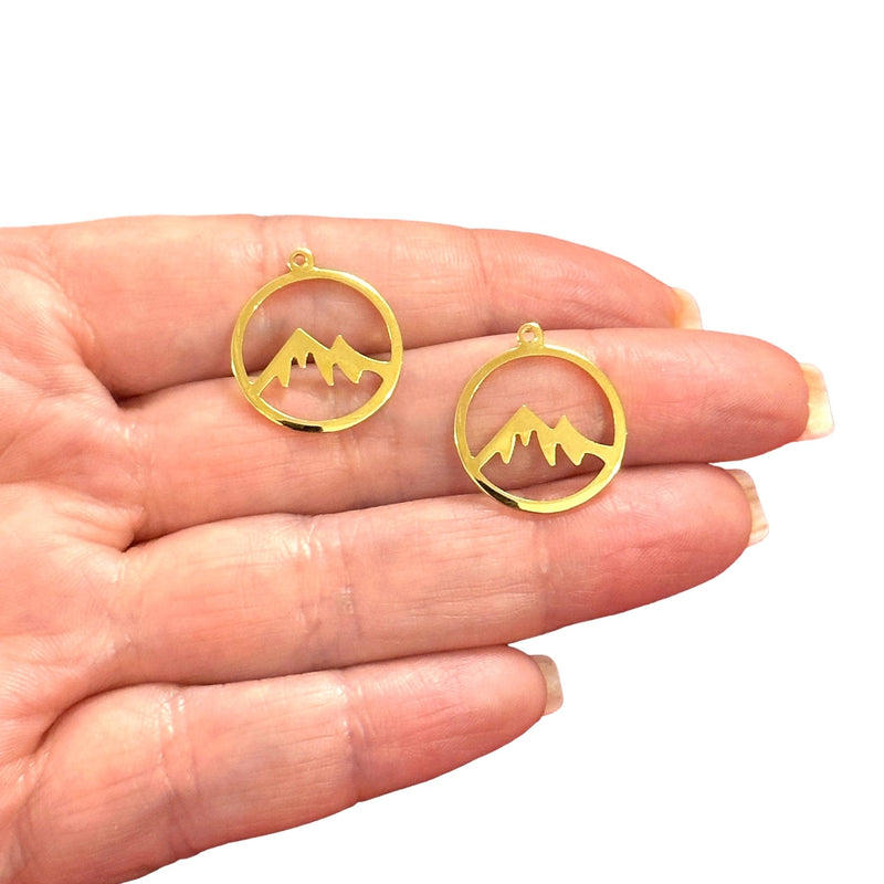 Breloques à motifs de montagne plaquées or 24 carats, 2 pièces dans un paquet