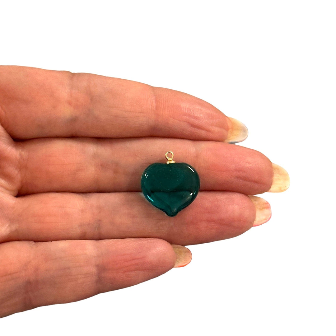 Hand Made Murano Glass Heart Charm With 24Kt Gold Plated Pin