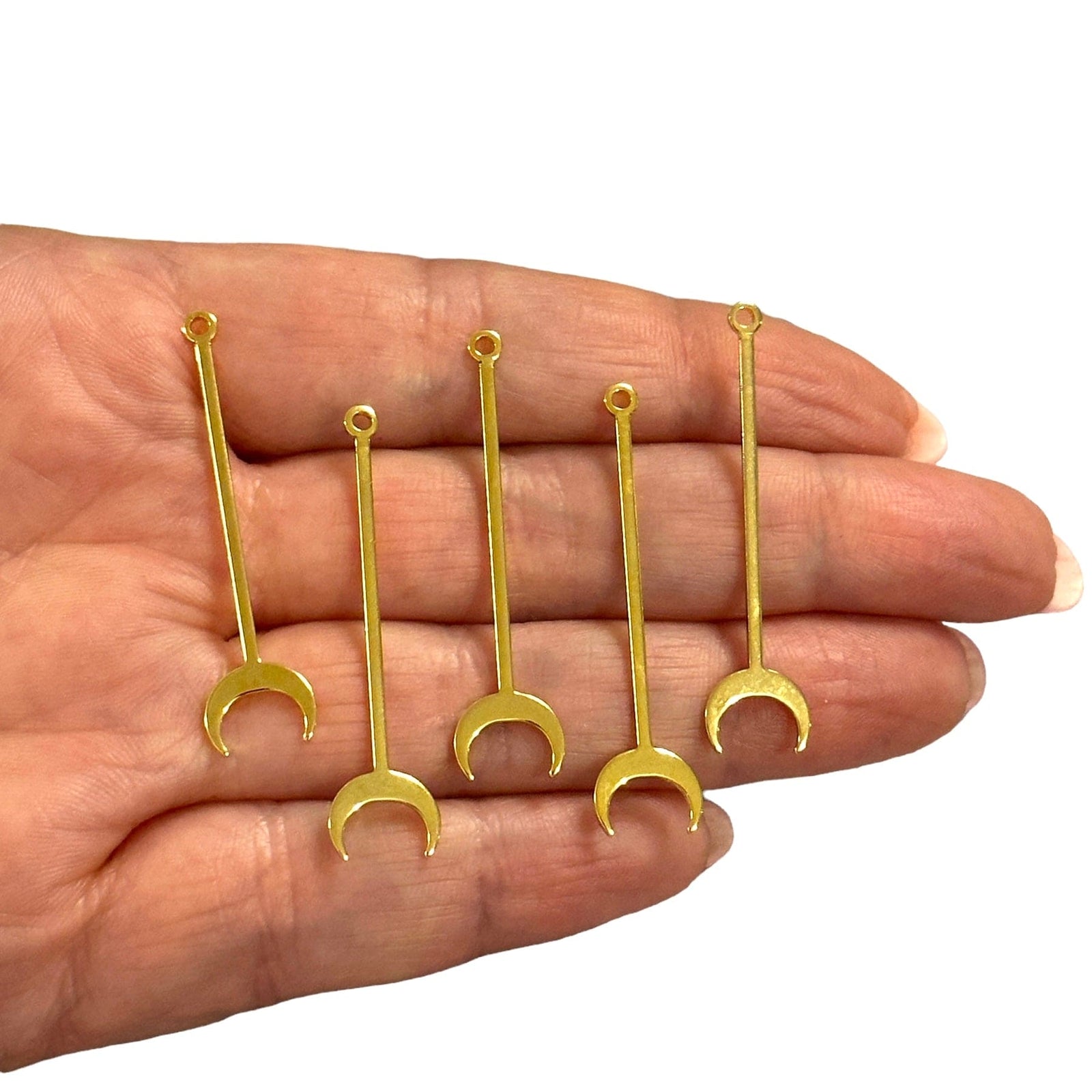 24Kt Gold Plated Crescent Stick Charms, 5 pcs in a pack