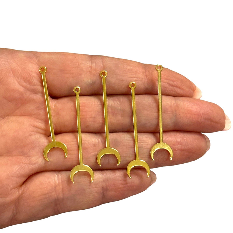 24Kt Gold Plated Crescent Stick Charms, 5 pcs in a pack