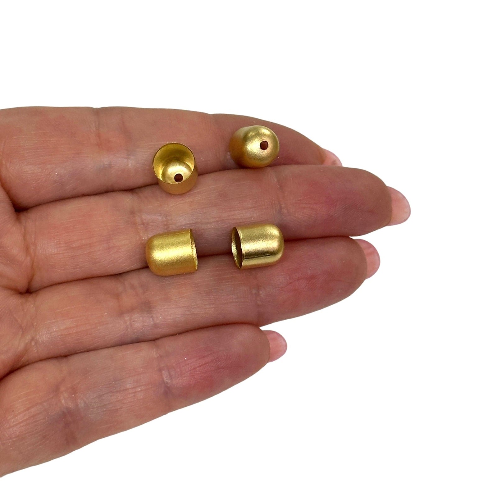 24Kt Matte Gold Plated Bead Caps, Gold Plated Tassel Caps 4 pcs in a pack