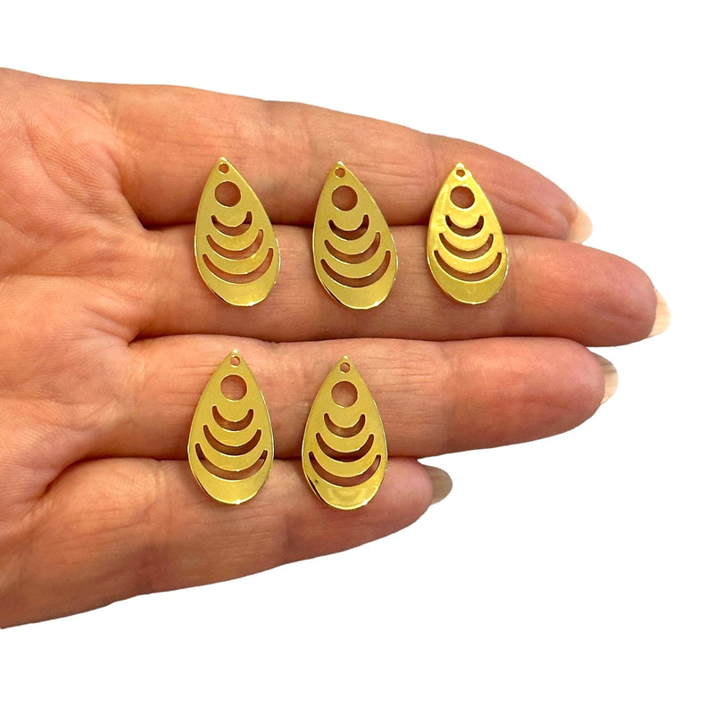 24Kt Gold Plated Drop Charms,5 pcs in a pack