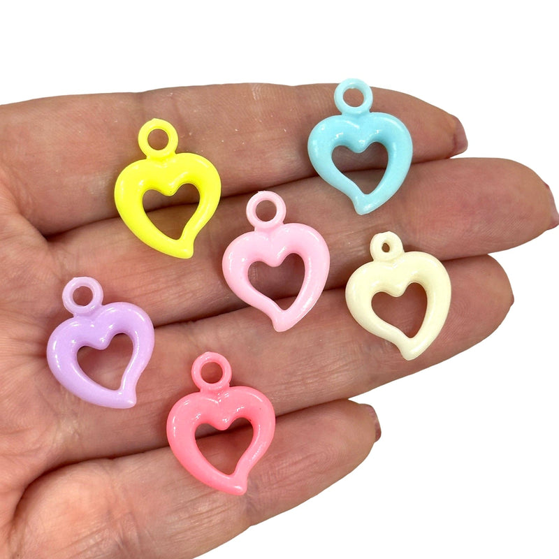 Acrylic Heart Beads, 20mm Acrylic Heart Beads, Assorted 50 Gr Pack, Approx 145 Beads in a Pack