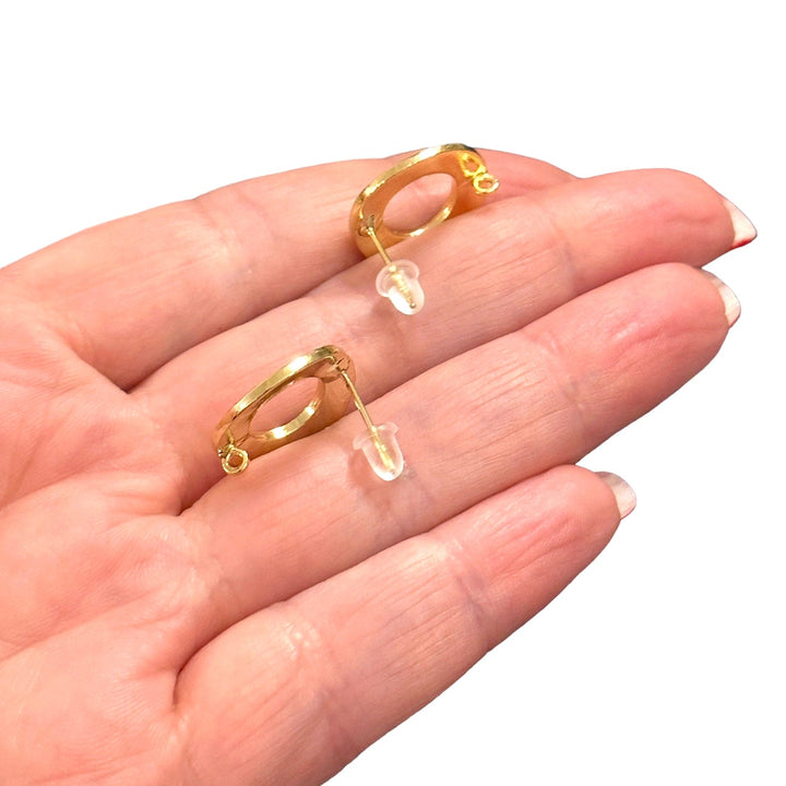 24Kt Gold Plated Ivory Enamelled Brass Stud Earrings, 2 pcs in a pack,