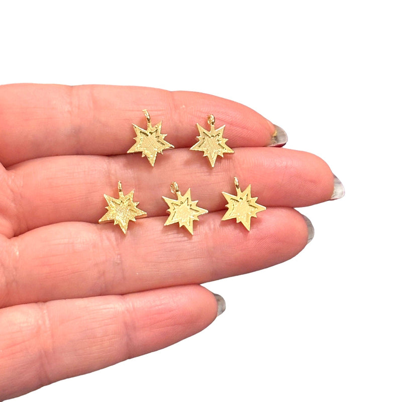 Christmas Northstar Charms, 24Kt Gold Plated North Star Charms, 5 pcs in a pack
