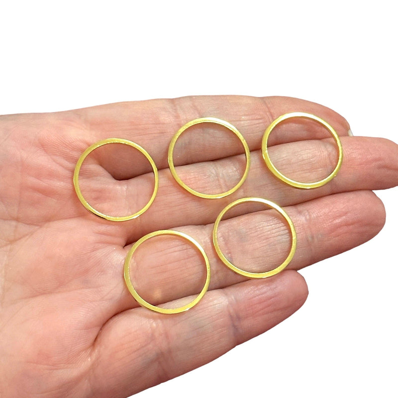 24Kt Gold Plated 18mm Connector Rings, 18mm Closed Gold Rings, 5 pcs in a pack