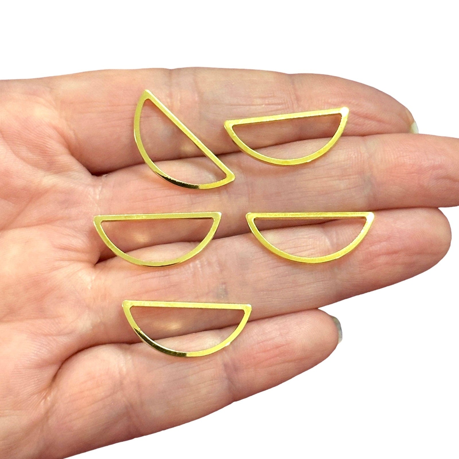 24Kt Gold Plated 23x10mm Semicircle Charms, Gold Oval Semicircle Charms, 5 pcs in a pack