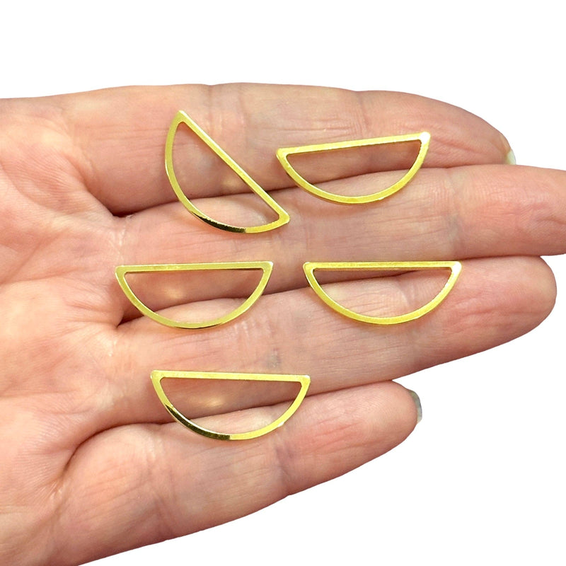 24Kt Gold Plated 23x10mm Semicircle Charms, Gold Oval Semicircle Charms, 5 pcs in a pack