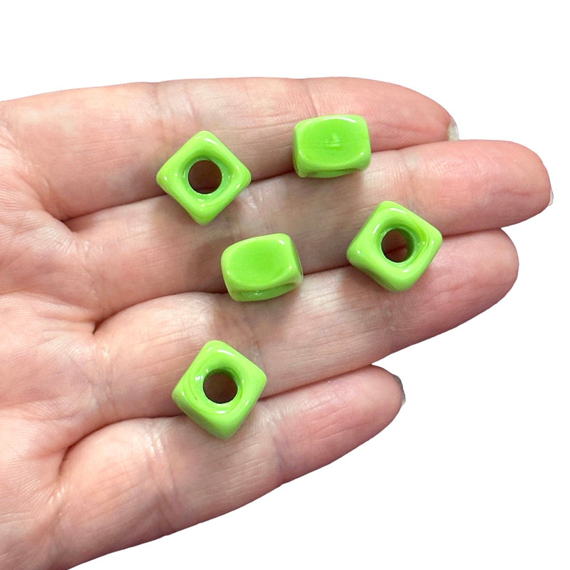 Hand Made Murano Glass Square Beads With 5mm Holes, 5 pcs in a pack