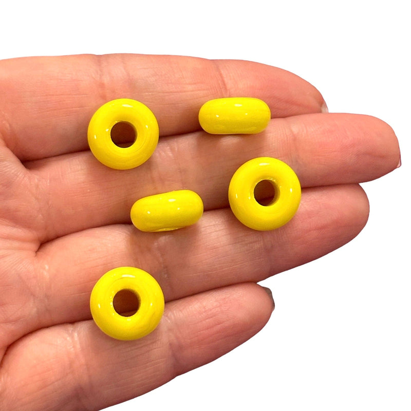 Hand Made Murano Glass Rondelle Beads With 5mm Holes, 5 pcs in a pack