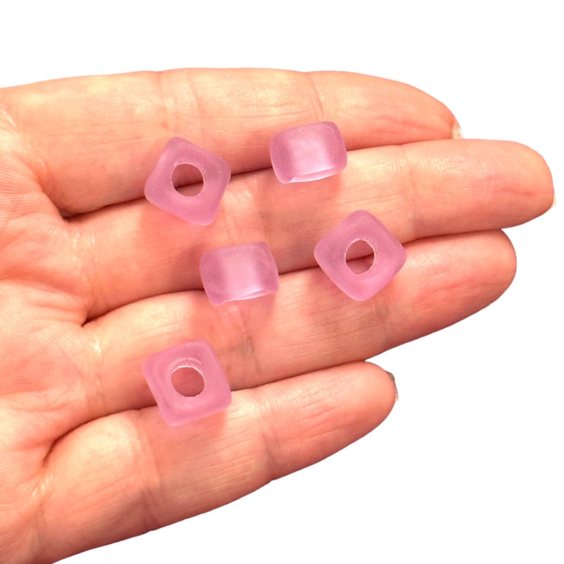 Hand Made Murano Glass Frosted Square Beads With 5mm Holes, 5 pcs in a pack