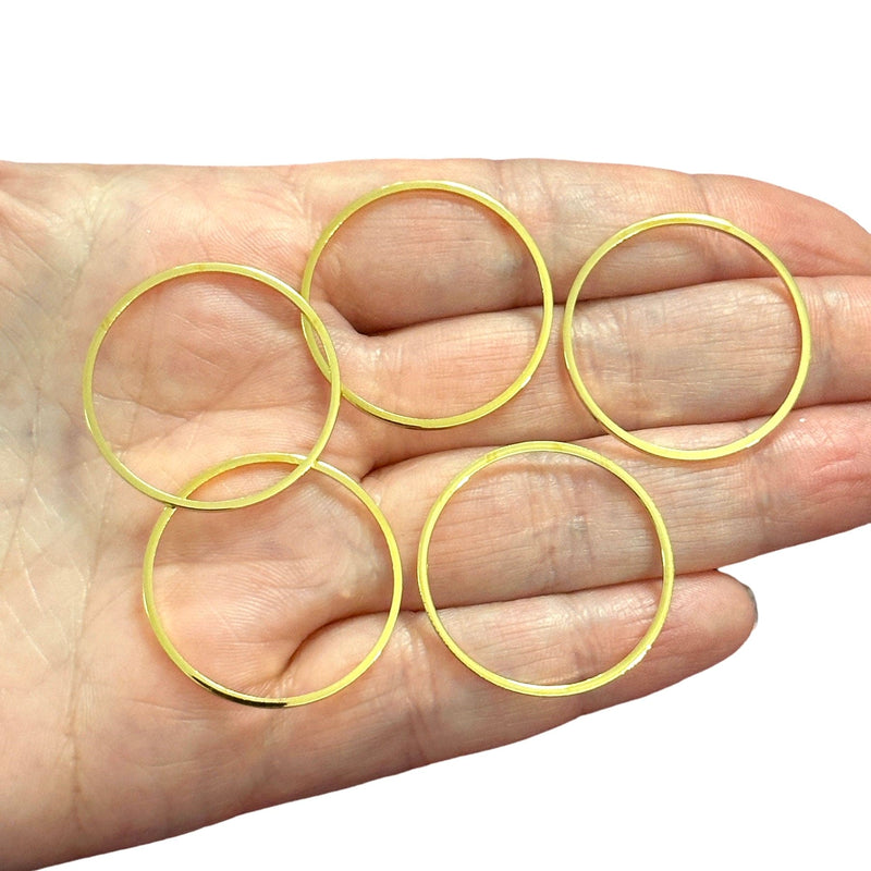 24Kt Gold Plated 28mm Connector Rings, 28mm Closed Gold Rings, 5 pcs in a pack