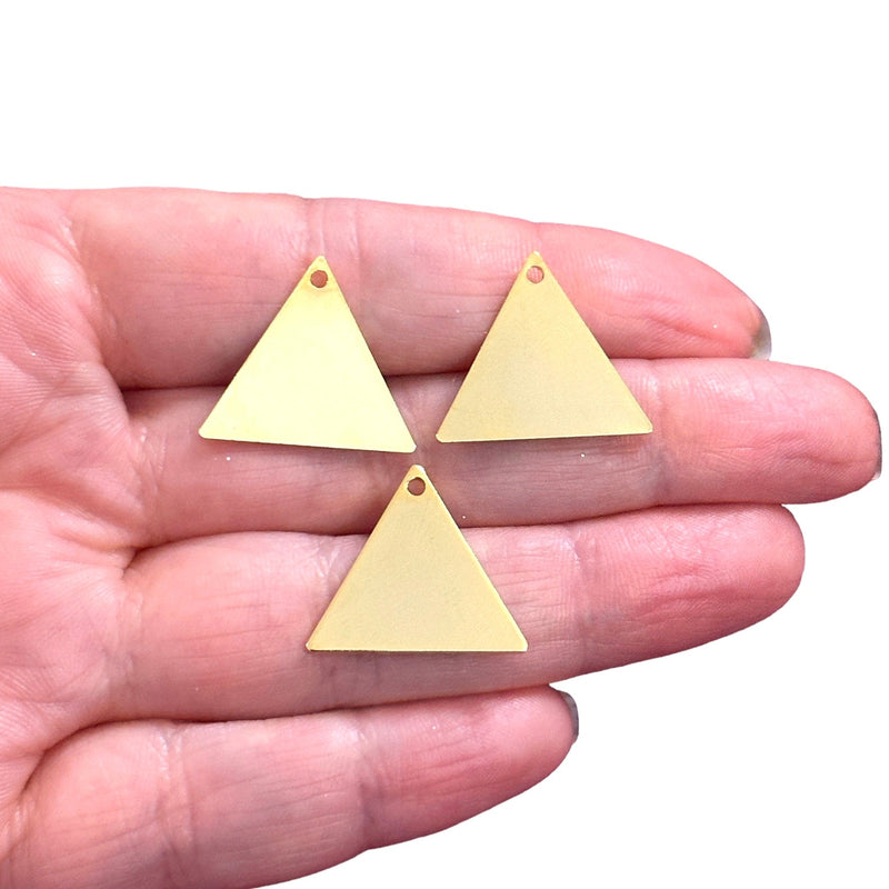 24Kt Gold Plated 20.5mm Triangle Tag Charms, Gold Triangle Tag Charms, 3 pcs in a pack