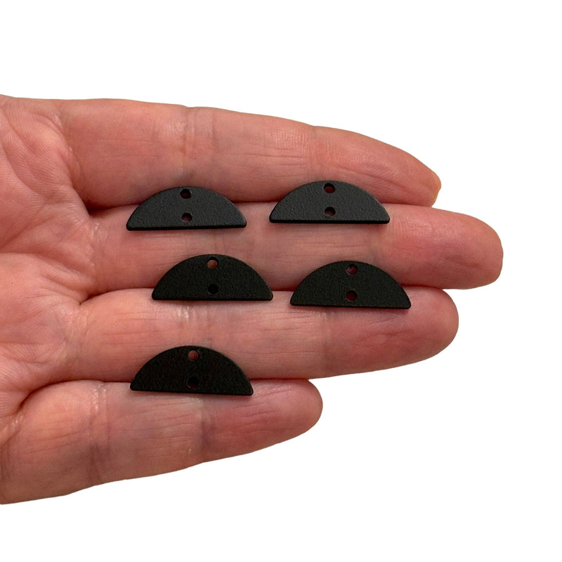 Black Plated 21x8mm Semicircle Tag Charms, Black Semicircle Tag Charms, 5 pcs in a pack
