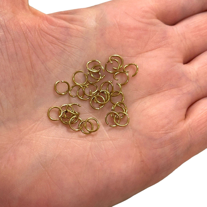 Stainless Steel 24Kt Gold Plated 6mm Open Jump Rings, 10 pcs in a pack