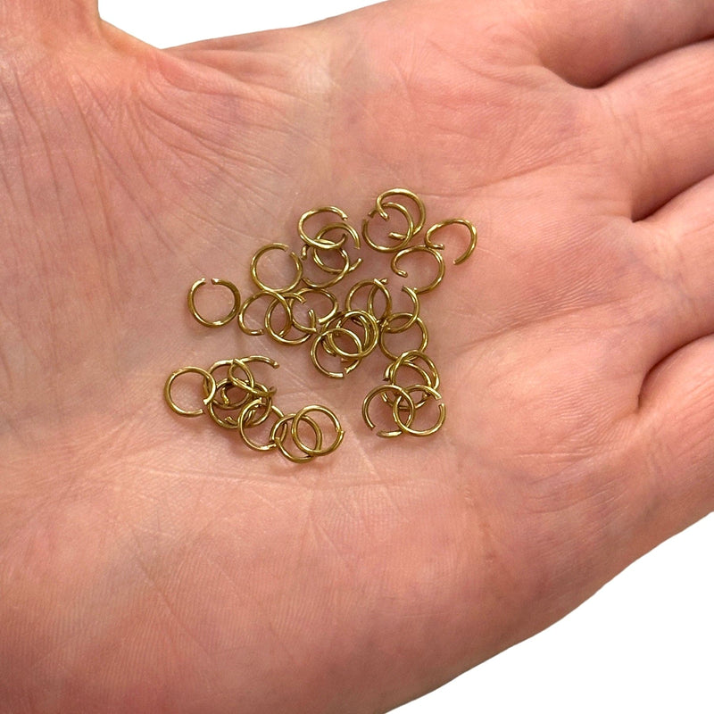 Stainless Steel 24Kt Gold Plated 6mm Open Jump Rings, 10 pcs in a pack