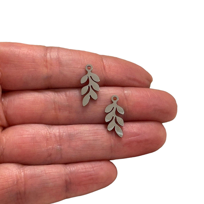 Stainless Steel Leaf Charms, 2 pcs in a pack