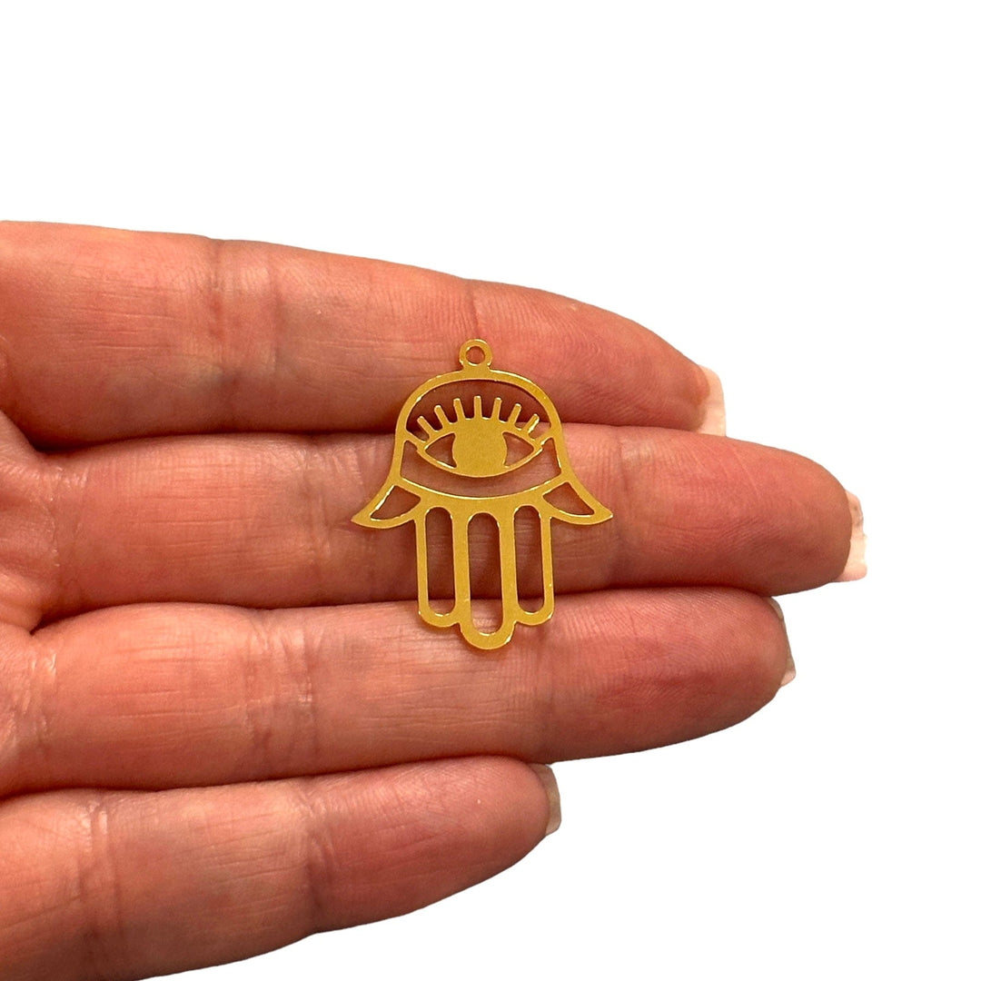 24Kt Gold Plated Hamsa Charm,Laser Cut Hamsa Hand Charm