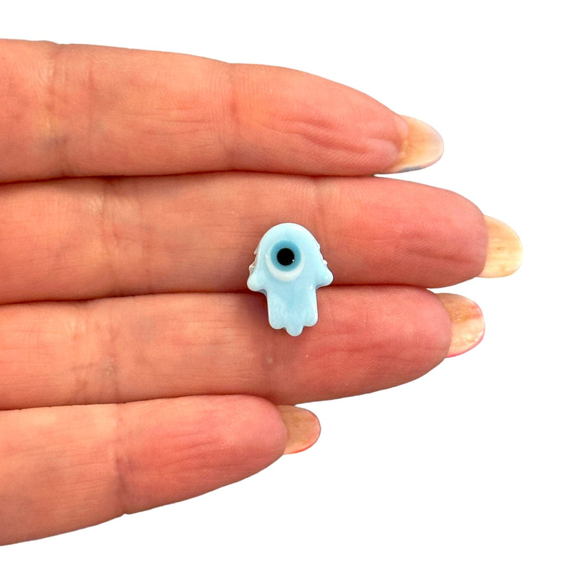 Hand Made Murano Glass Baby Blue Hamsa Charm