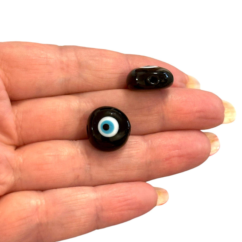 Handgefertigter schwarzer Evil-Eye-Anhänger aus Muranoglas