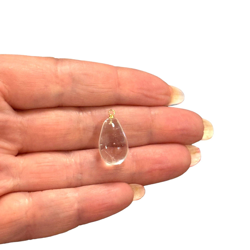 Charme goutte en verre de Murano fabriqué à la main avec épingle plaquée or 24 carats