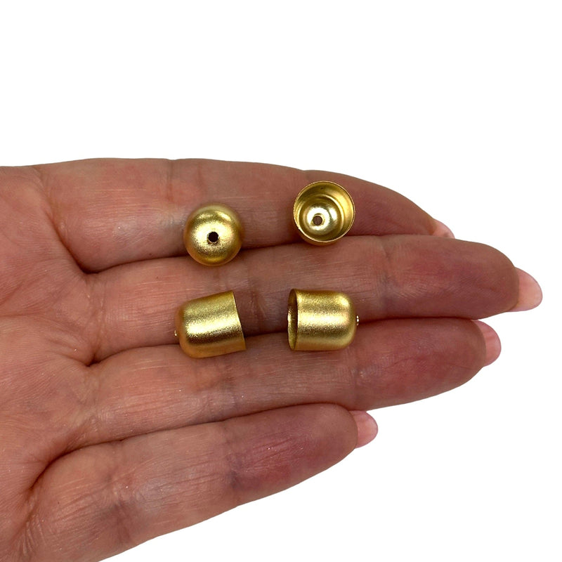 24Kt Matte Gold Plated Bead Caps, Gold Plated Tassel Caps 4 pcs in a pack