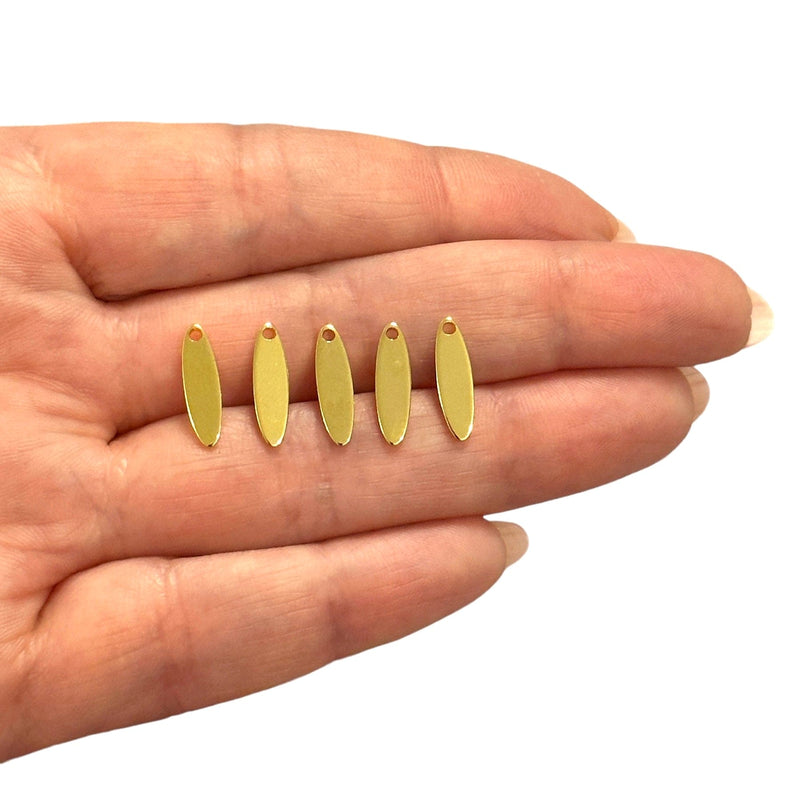 24Kt Gold Plated Drop Tag Charms,5 pcs in a pack