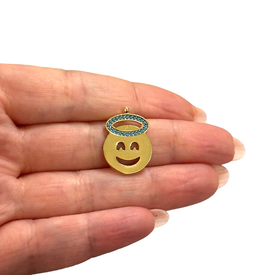 24Kt Gold Plated CZ Micro Pave Emoji Charm