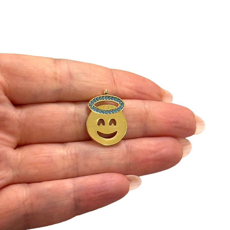 24Kt Gold Plated CZ Micro Pave Emoji Charm