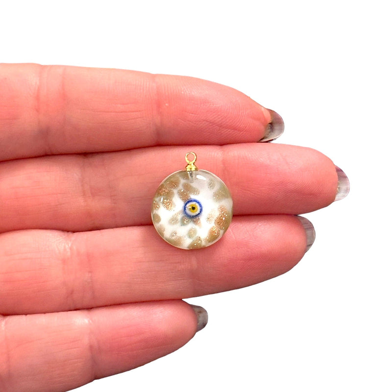 Hand Made Murano Glass Evil Eye Charm With 24Kt Gold Plated Pin