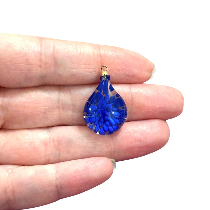 Hand Made Murano Glass Drop Charm With 24Kt Gold Plated Pin