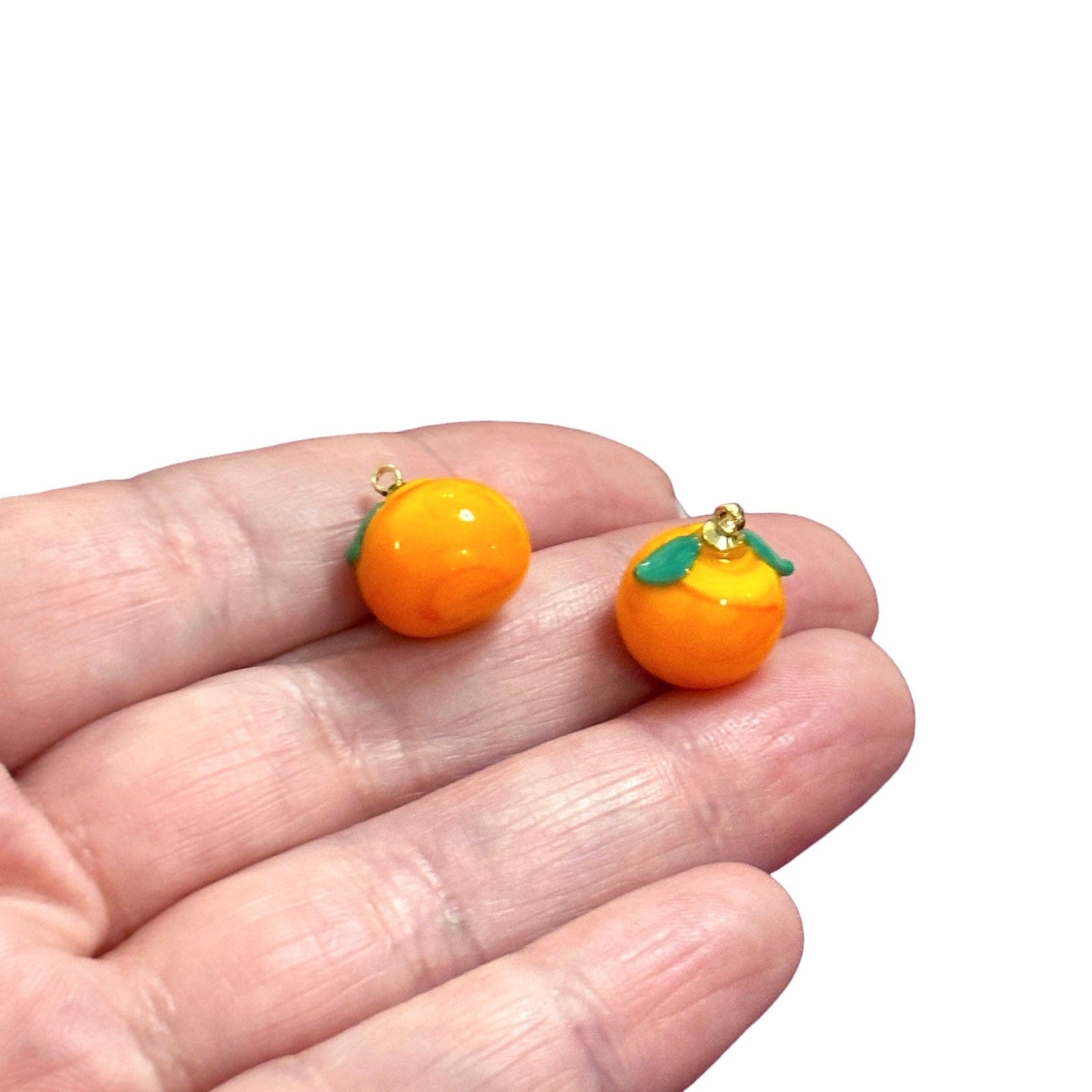 Hand Made Murano Glass Orange Charms With 24Kt Gold Plated Pin