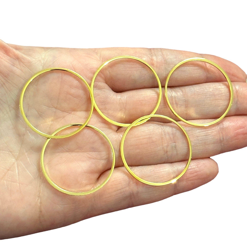 24Kt Gold Plated 30mm Connector Rings, 30mm Closed Gold Rings, 5 pcs in a pack