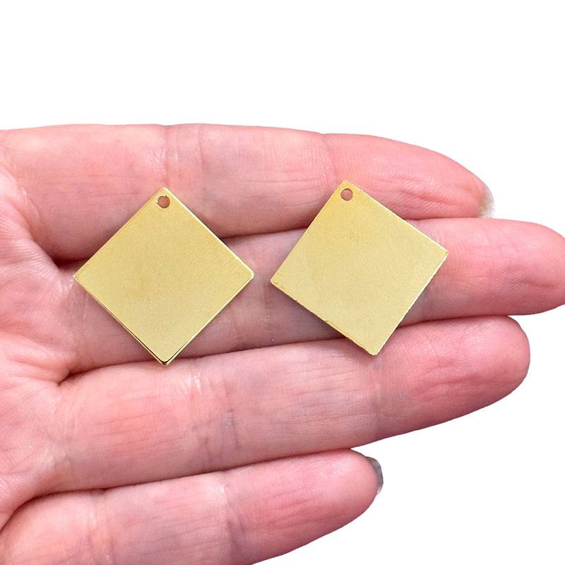 24Kt Gold Plated 18mm Rhombus Tag Charms, Gold Rhombus Tag Charms, 2 pcs in a pack