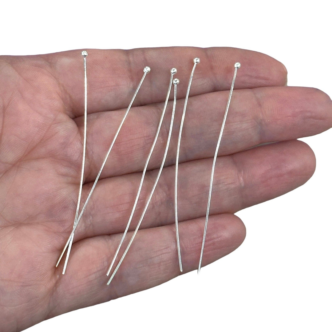 Silver Plated Ballpoint Pins, Ball Headpins, 0.6mm by 60mm, Silver Plated Brass Ball Head Pins