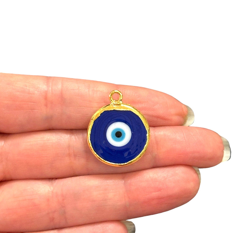 24Kt Gold Plated Hand Made Murano Glass Navy Evil Eye Charm