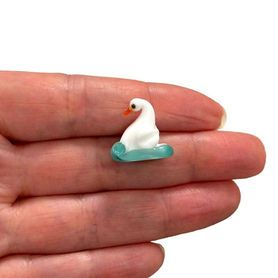 Hand Made Murano Glass Horizontal Hole Swan Charm