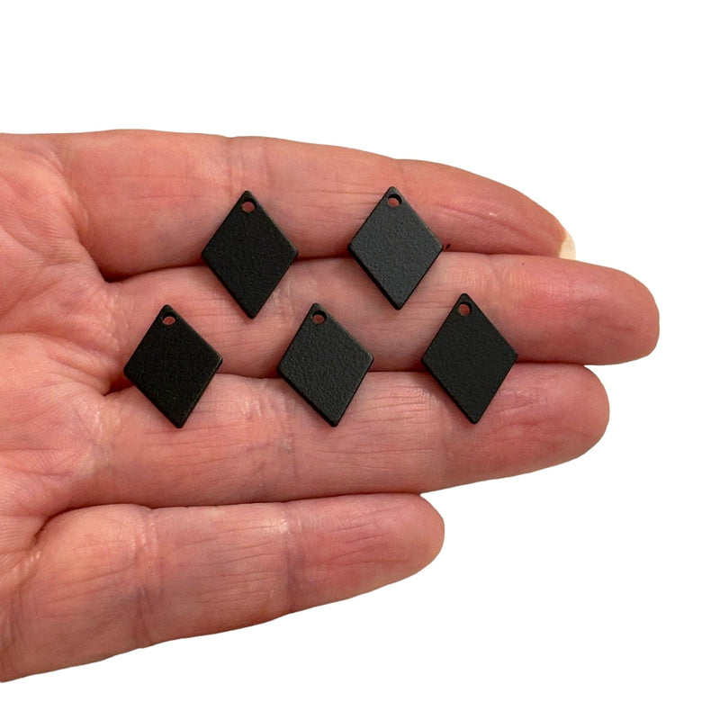 Black Plated 17x12mm Rhombus Tag Charms, Black Rhombus Tag Charms, 5 pcs in a pack