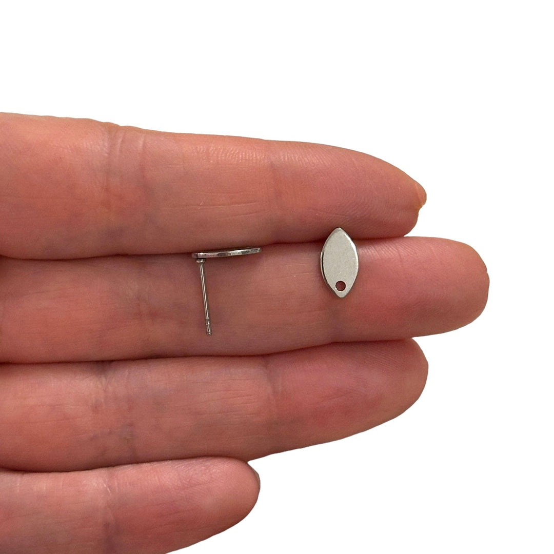 Stainless Steel Oval Stud Earrings With Hole