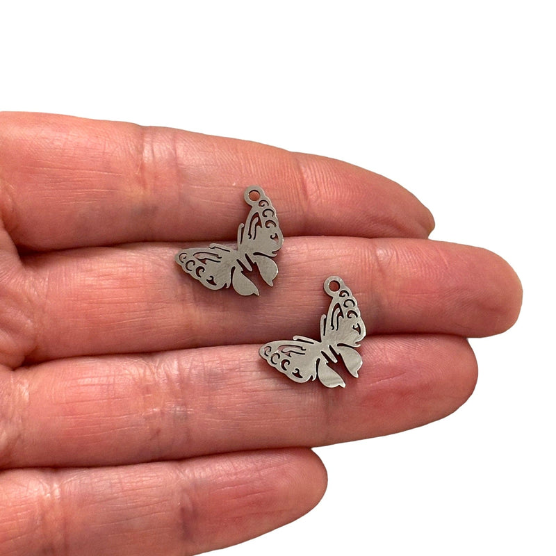 Stainless Steel Butterfly Charms, 2 pcs in a pack