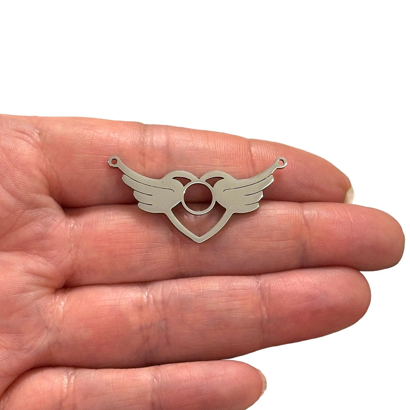 Stainless Steel Angel Wing Heart Connector Charm