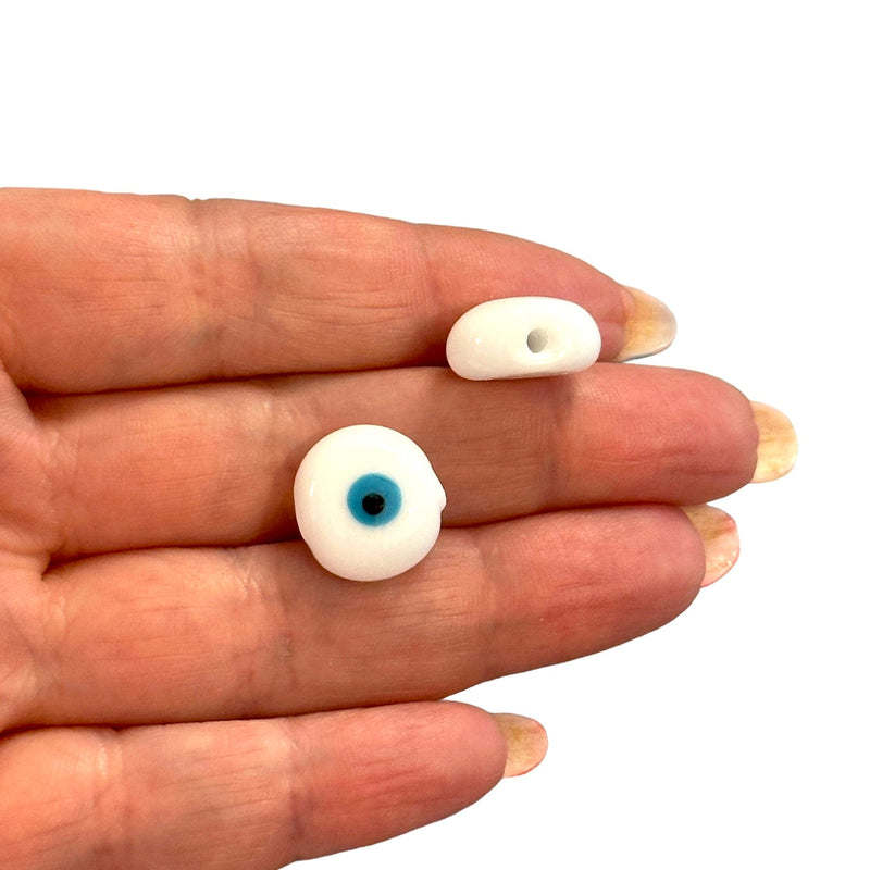 Hand Made Murano Glass White Evil Eye Charm