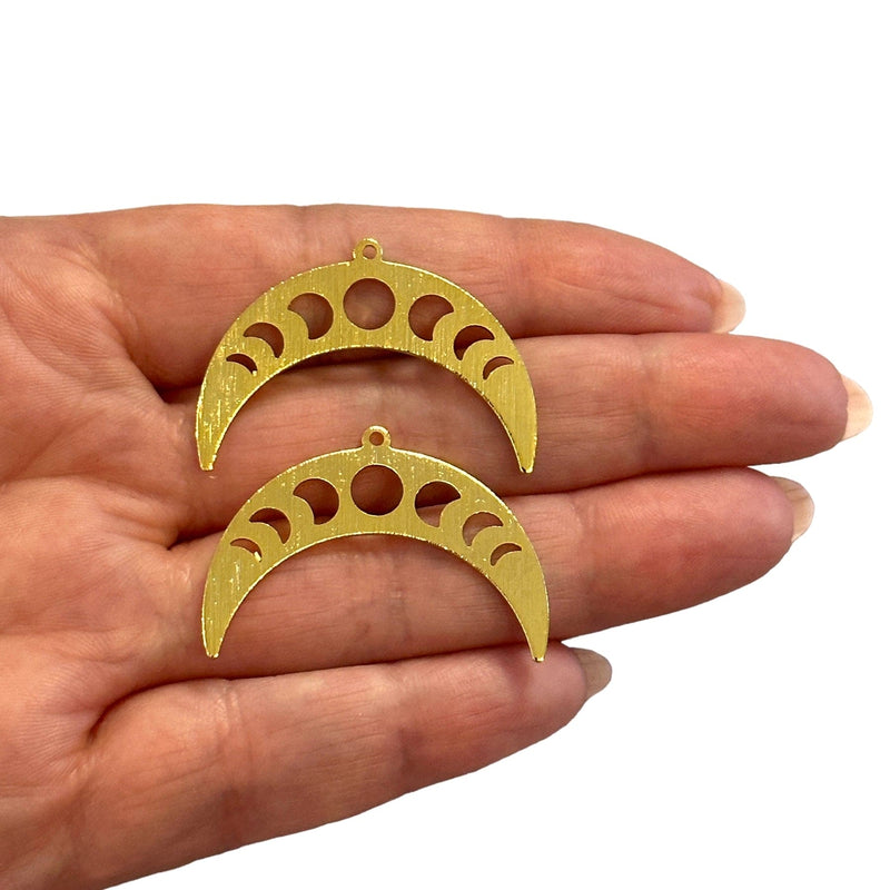 24 Karat vergoldete Mondsichelphasen-Anhänger, 2 Stück in einer Packung