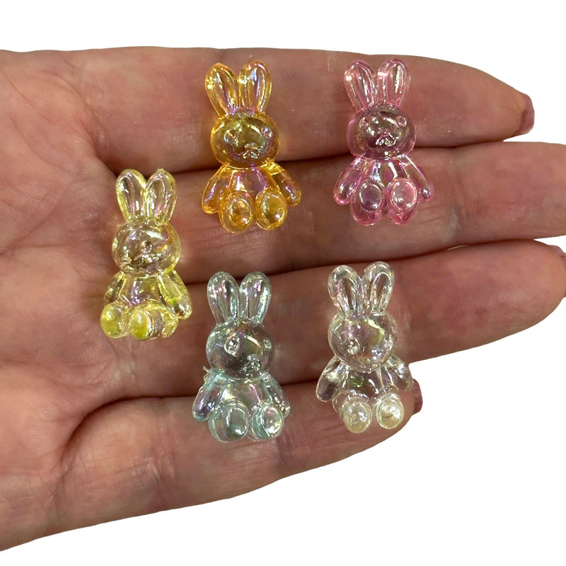 Acrylic Rabbit Beads, 24x10mm Acrylic Rabbit Beads, Assorted 50 Gr Pack, Approx 30 Beads in a Pack