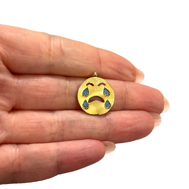 24Kt Gold Plated CZ Micro Pave Emoji Charm